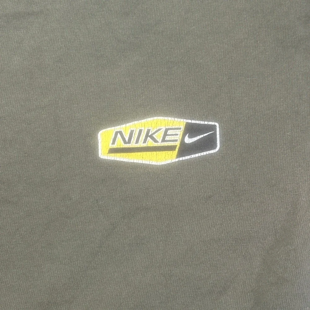 Vintage Nike Classic Sports Graphic T Shirt S Olive Green 90s Back Print USA